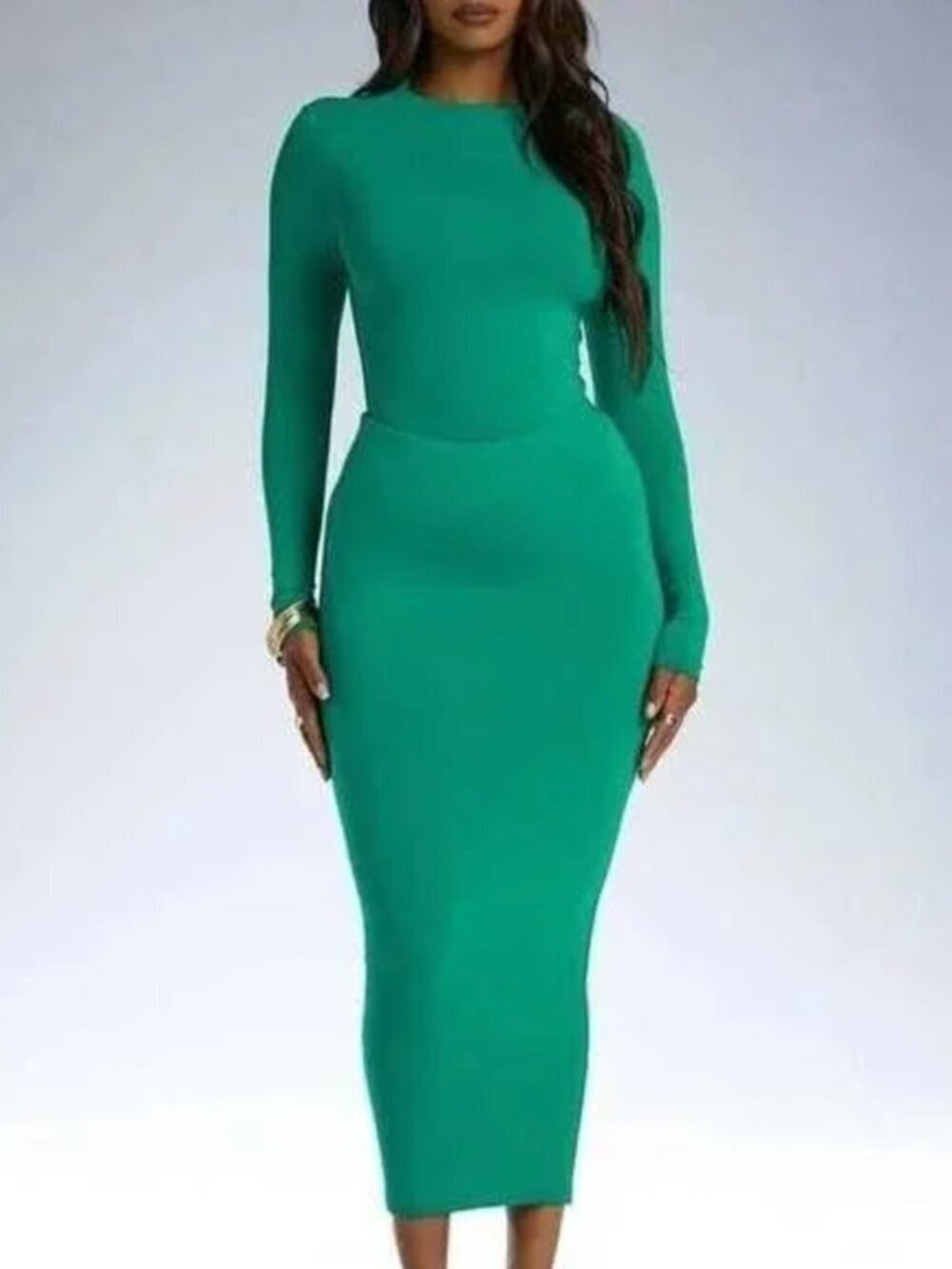 Naked Wardrobe Emerald Green Bodycon Maxi Skirt
